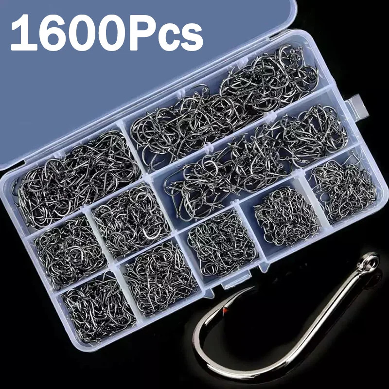 Fishing Hook Offset - 50-1600 Adet/Kutu Balıkçılık Kancaları Karbon Çelik